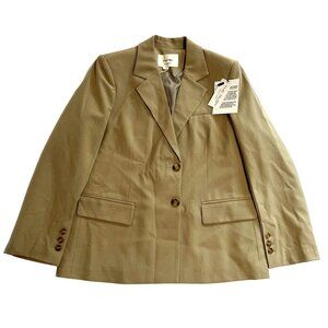 Simple Retro Yvonne Notched Collar Blazer in Greyish Green